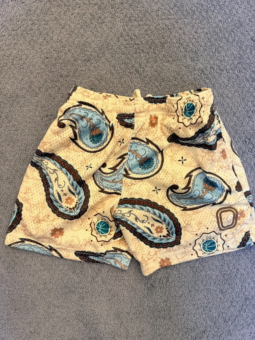 Kids Paisley Print Shorts in Beige and Blue - Picture 1 of 3